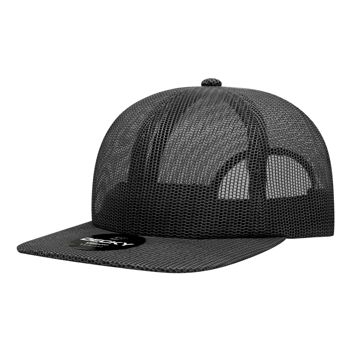 DECKY 6049 6-Panel High Profile Relaxed Mesh Trucker Hat, Black | 6049-1BLK