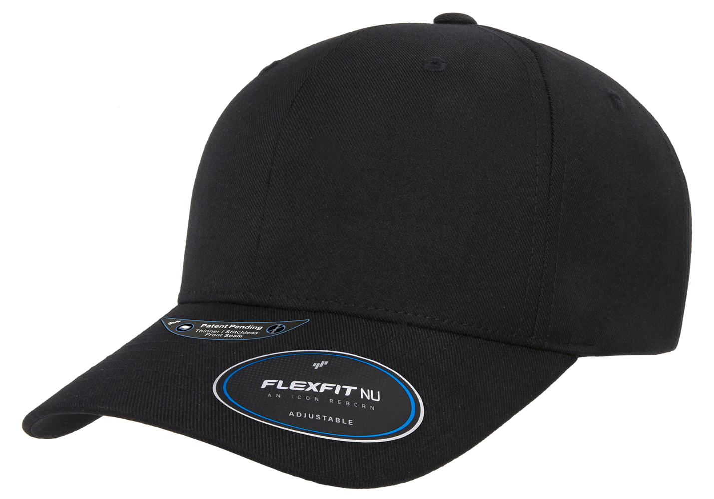 Flexfit NU Adjustable Cap, 6-Panel, Mid Profile, Structured, Black