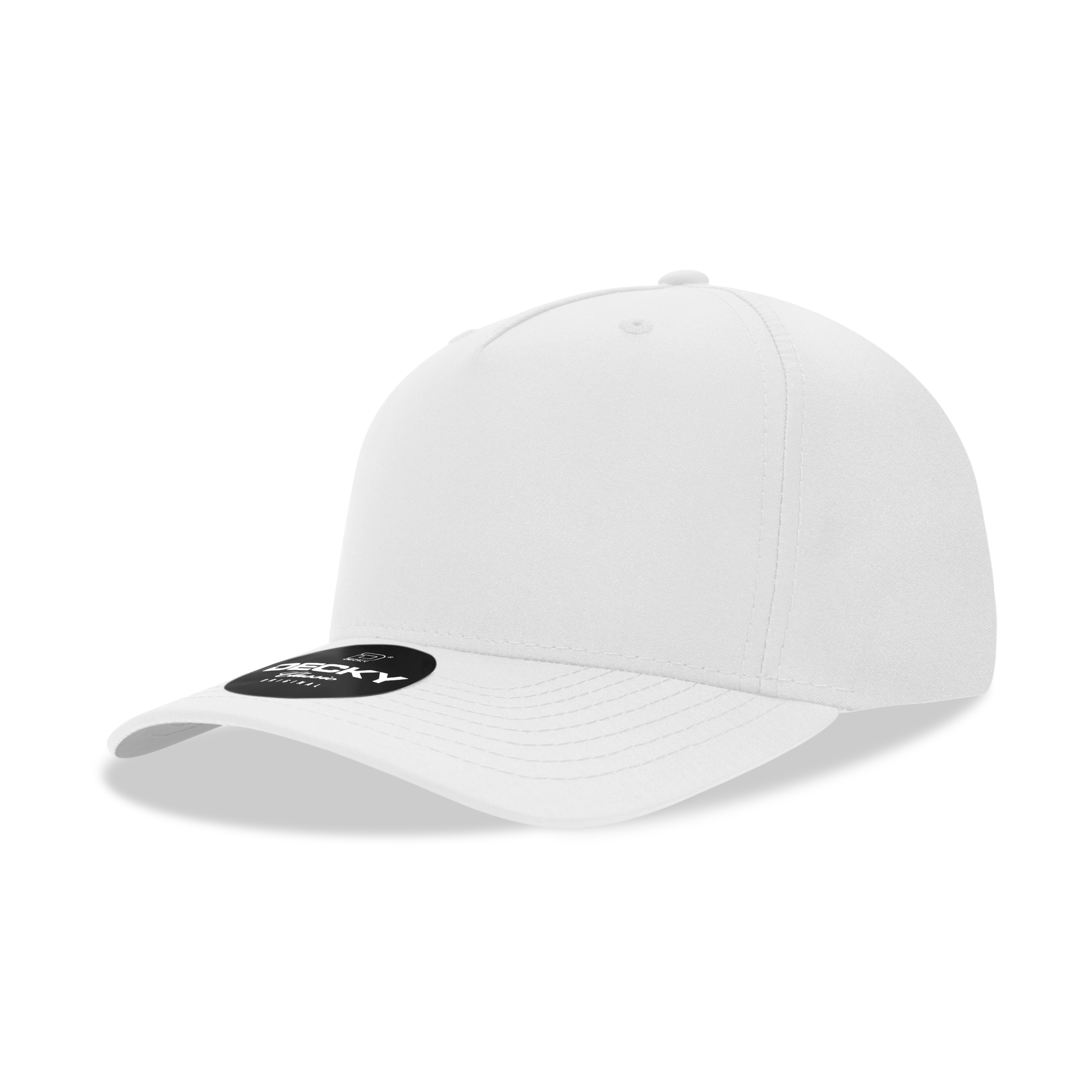 DECKY 6221 5-Panel Mid Profile Structured Performance Cap, White | 6221-1WHT