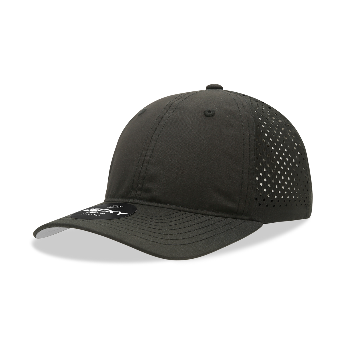 DECKY 6224 6-Panel Low Profile Relaxed Perforated Performance Dad Hat, Black