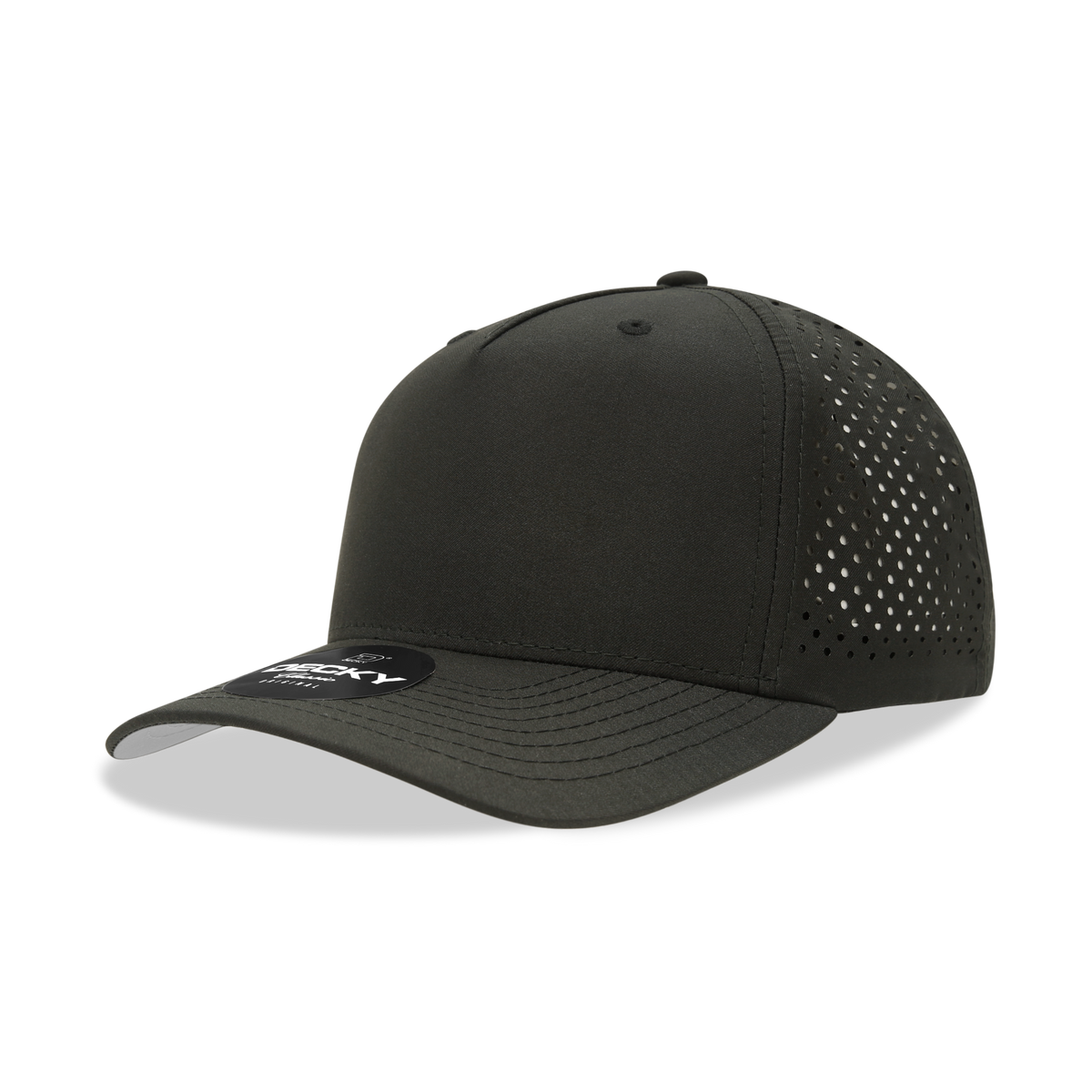DECKY 6225 5-Panel Mid Profile Structured Perforated Performance Cap | 6225-1BLK