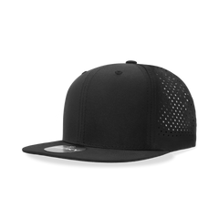 Decky 6228 6-Panel High Profile Structured Perforated Performance Snapback Hat, Black