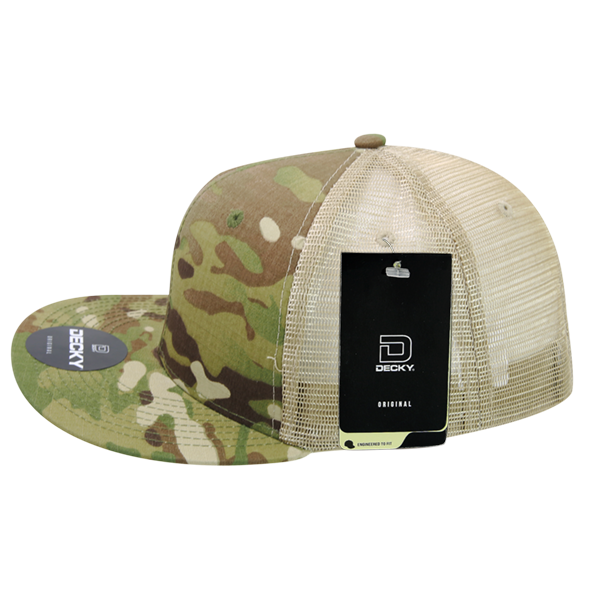 DECKY 6307 Multicam High Crown Trucker Hat, Mtc/Mtc/Khaki