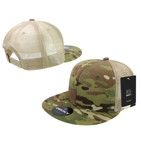 DECKY 6307 Multicam High Crown Trucker Hat, Mtc/Mtc/Khaki