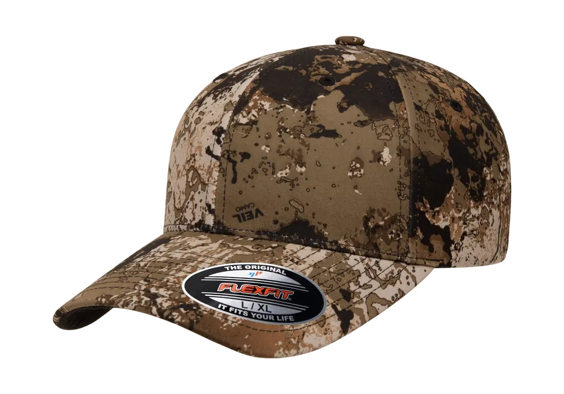 Flexfit Veil Camo 6-Panel Structured Fitted Baseball Cap | 6277VC-PD-SM
