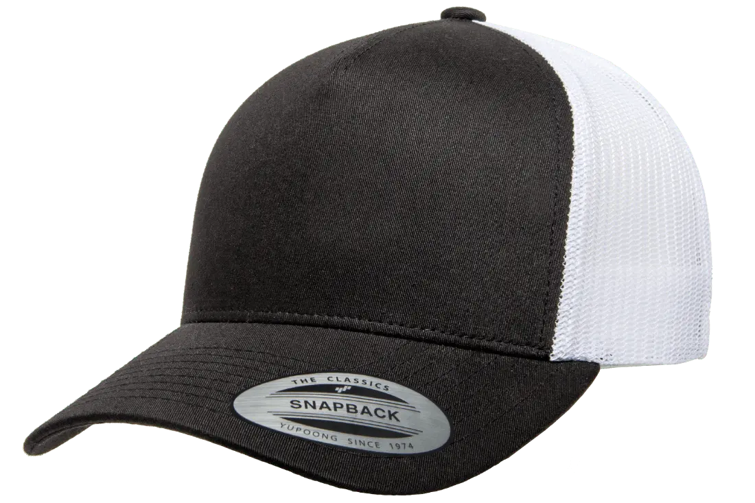YP Classics 5-Panel Retro Trucker Cap, 2-Tone, Structured Snapback