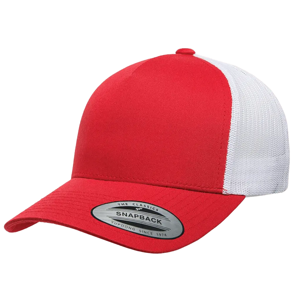YP Classics 5-Panel Retro Trucker Cap, 2-Tone, Structured Snapback