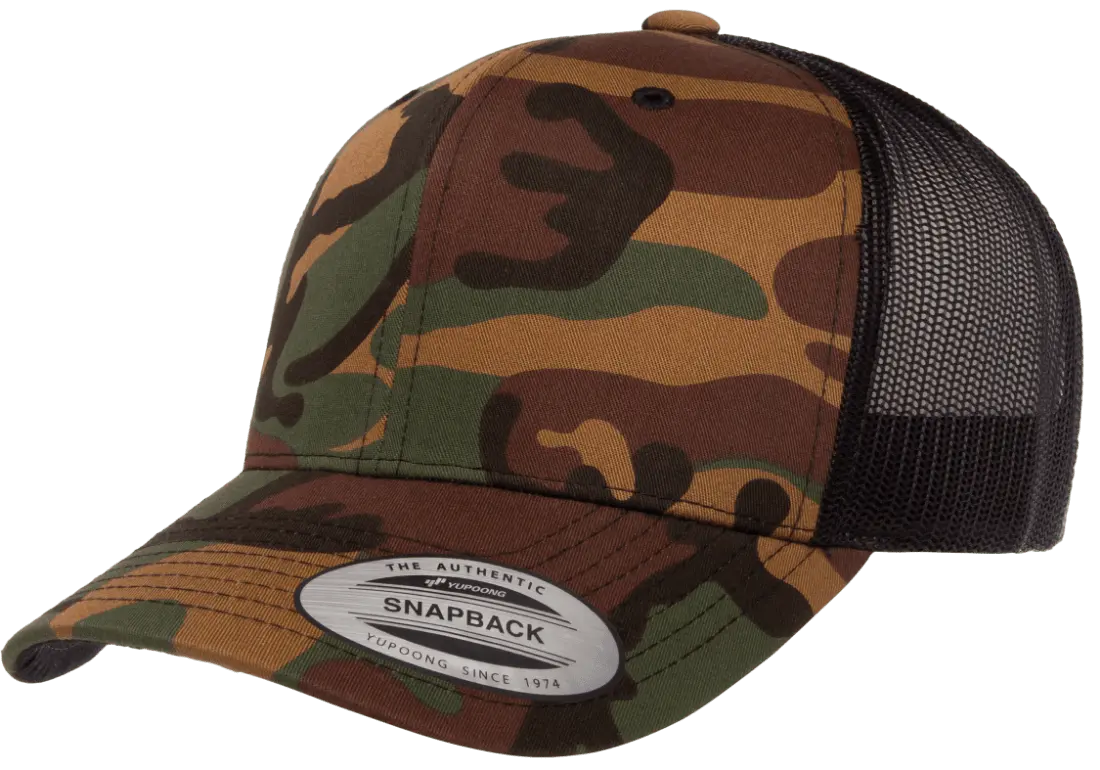 YP Classics Retro Trucker Camo Cap, One Size