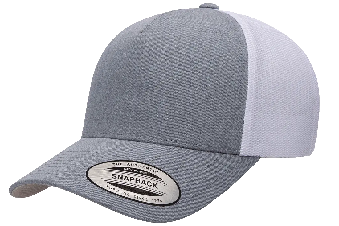 YP Classics 5-Panel Retro Trucker Cap, 2-Tone, Structured Snapback