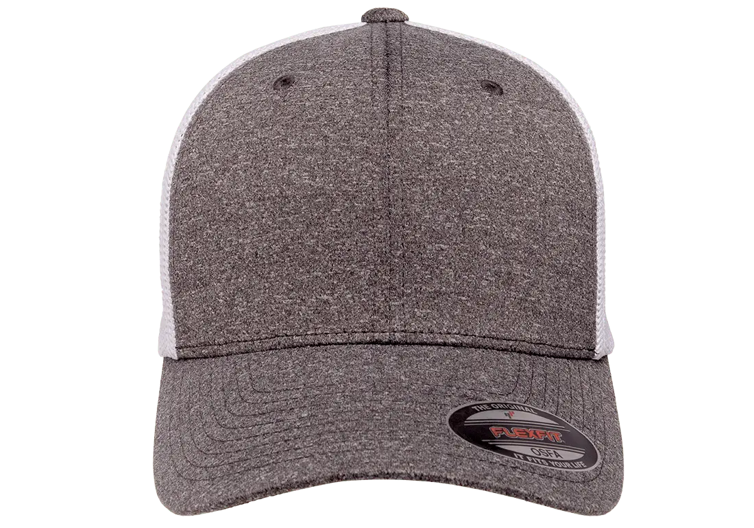 Flexfit Melange Trucker Cap, Dark Heather/Black, One Size | 6311-DHBK-ONE