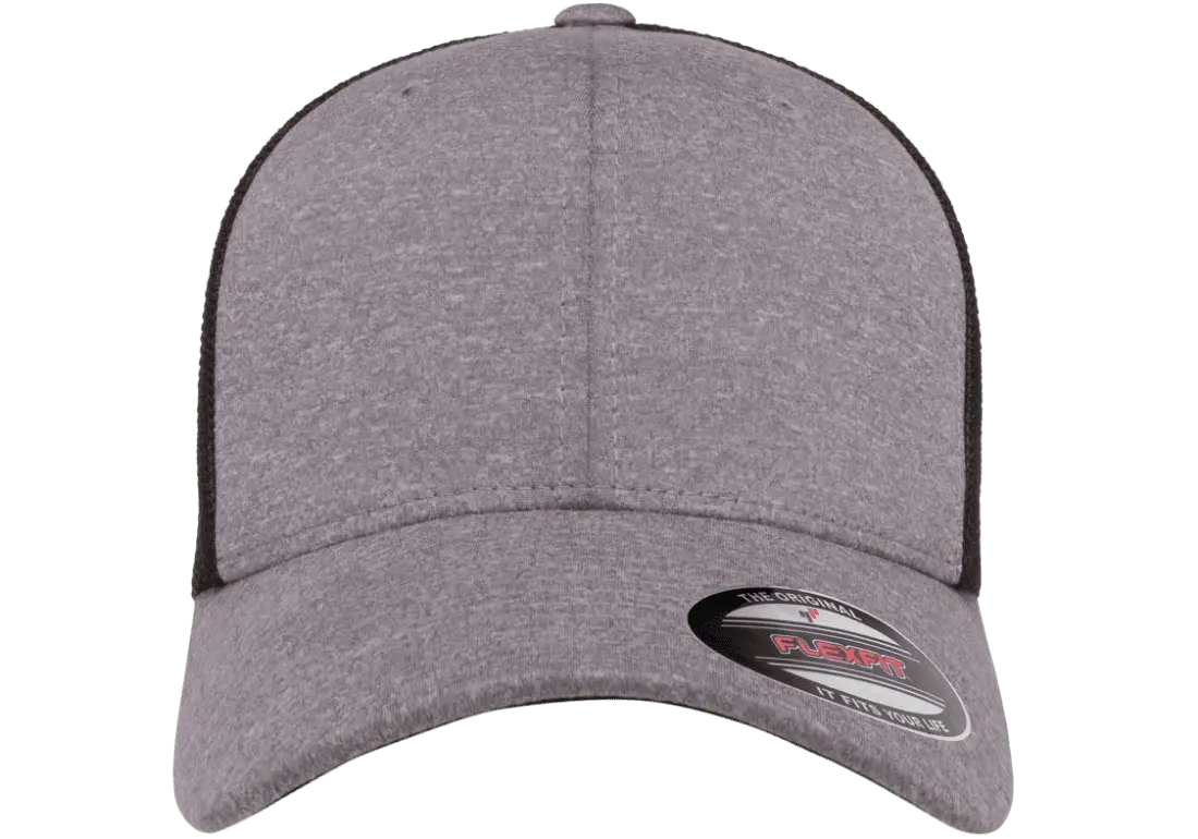 Flexfit Melange Trucker Cap, Dark Heather/Black, One Size | 6311-DHBK-ONE