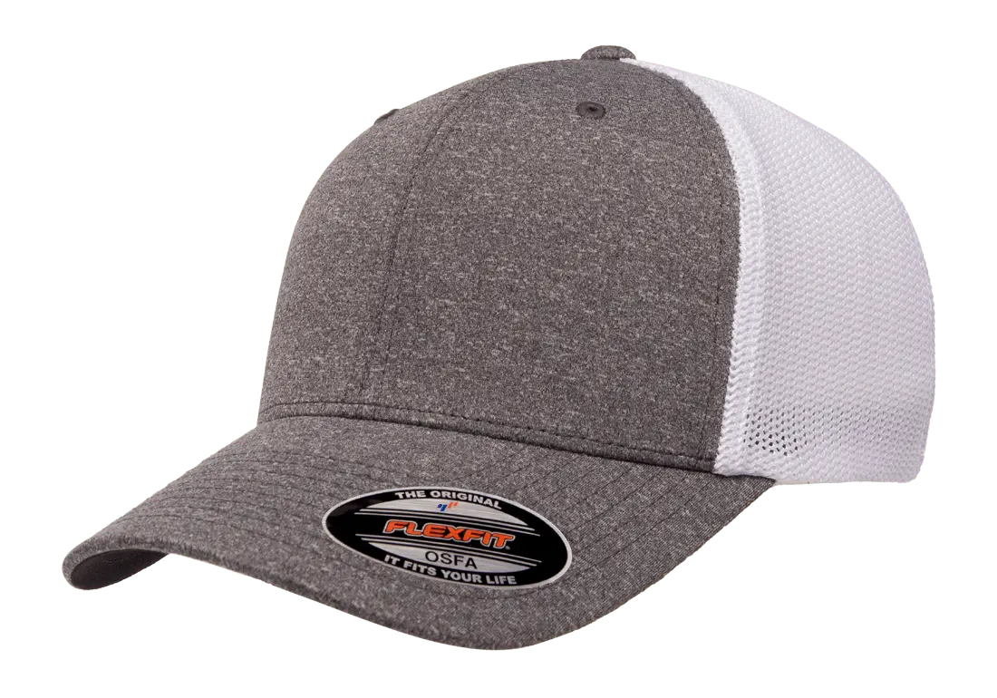 Flexfit Melange Trucker Cap, Dark Heather/Black, One Size | 6311-DHBK-ONE