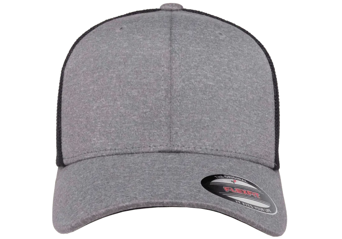 Flexfit Melange Trucker Cap, Dark Heather/Black, One Size | 6311-DHBK-ONE