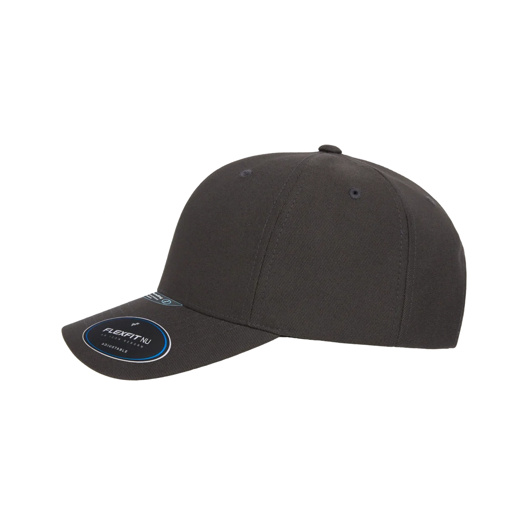 Flexfit NU Adjustable Cap, 6-Panel, Mid Profile, Structured, Black