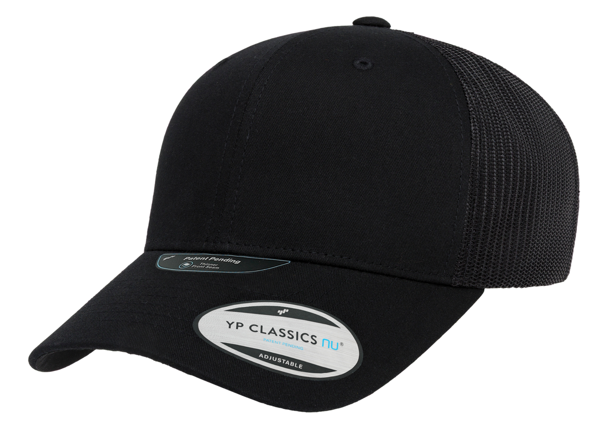 Flexfit NU 6606 Trucker Cap, ActiveGuard, Permacurv, Black | 6606NU-BK-ONE