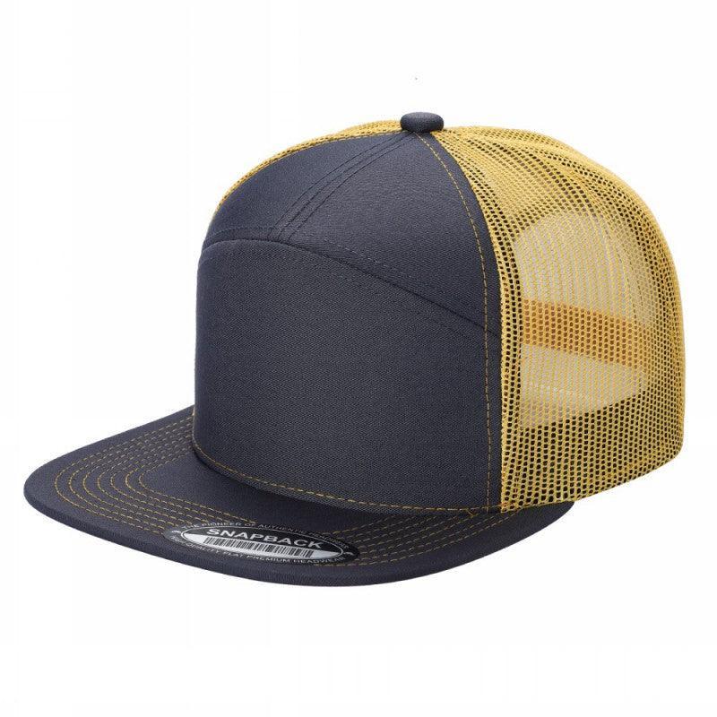 WAYCAP 7FTM 7 Panel Flat Bill Trucker Cap Mesh Back