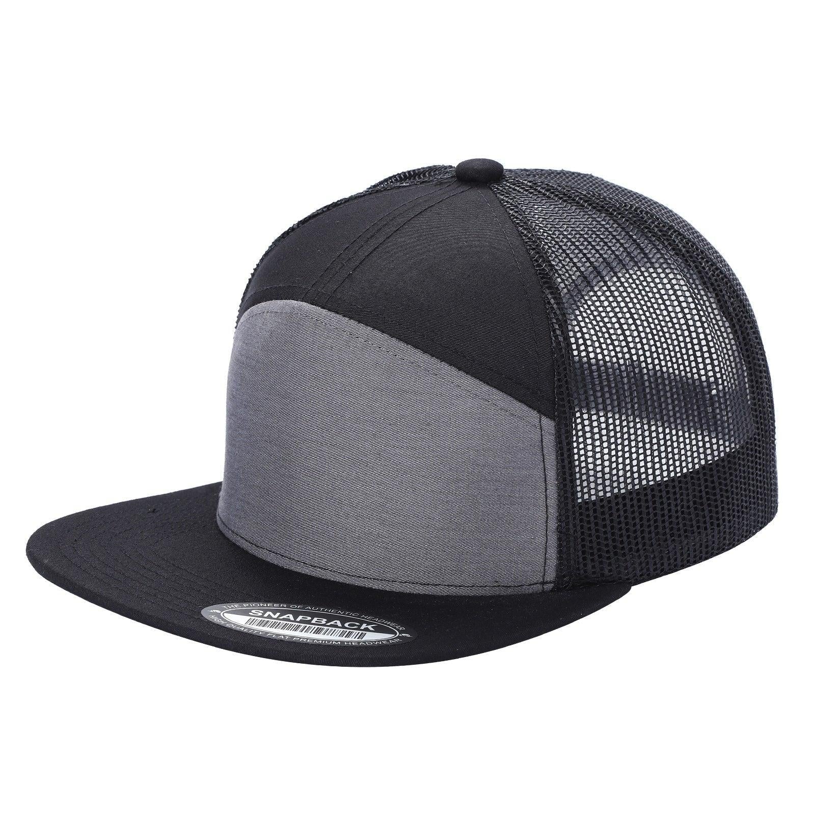 WAYCAP 7FTM 7 Panel Flat Bill Trucker Cap Mesh Back