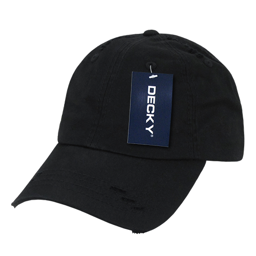 DECKY 959 6-Panel Low Profile Relaxed Vintage Dad Hat, Black | 959-BLACK