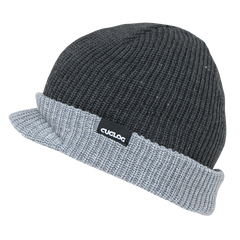 Decky Baekdu Two-Tone Rib Knit Visor Beanie, Heahter Grey/Heather Charcoal | K012