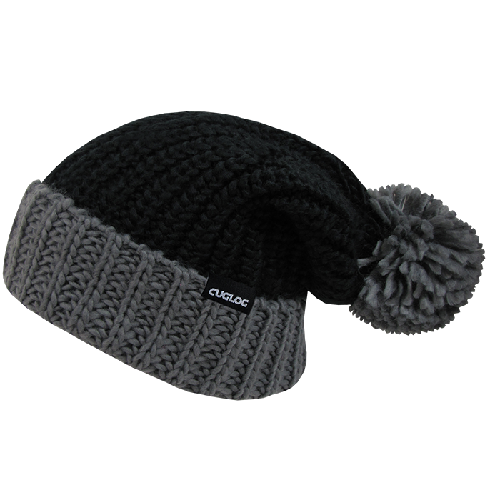 Decky Rainier 2-Tone Long Cuffed Beanie with Oversized Pompom | K030