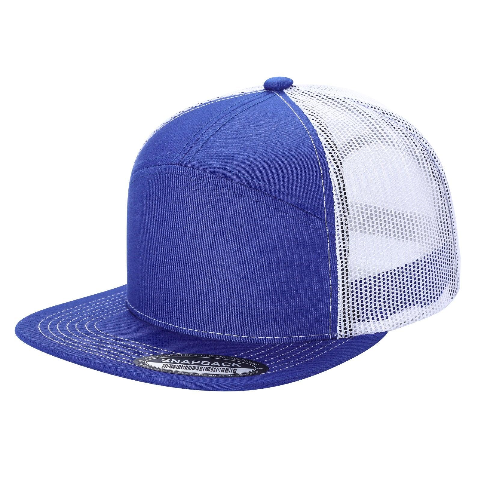 WAYCAP 7FTM 7 Panel Flat Bill Trucker Cap Mesh Back