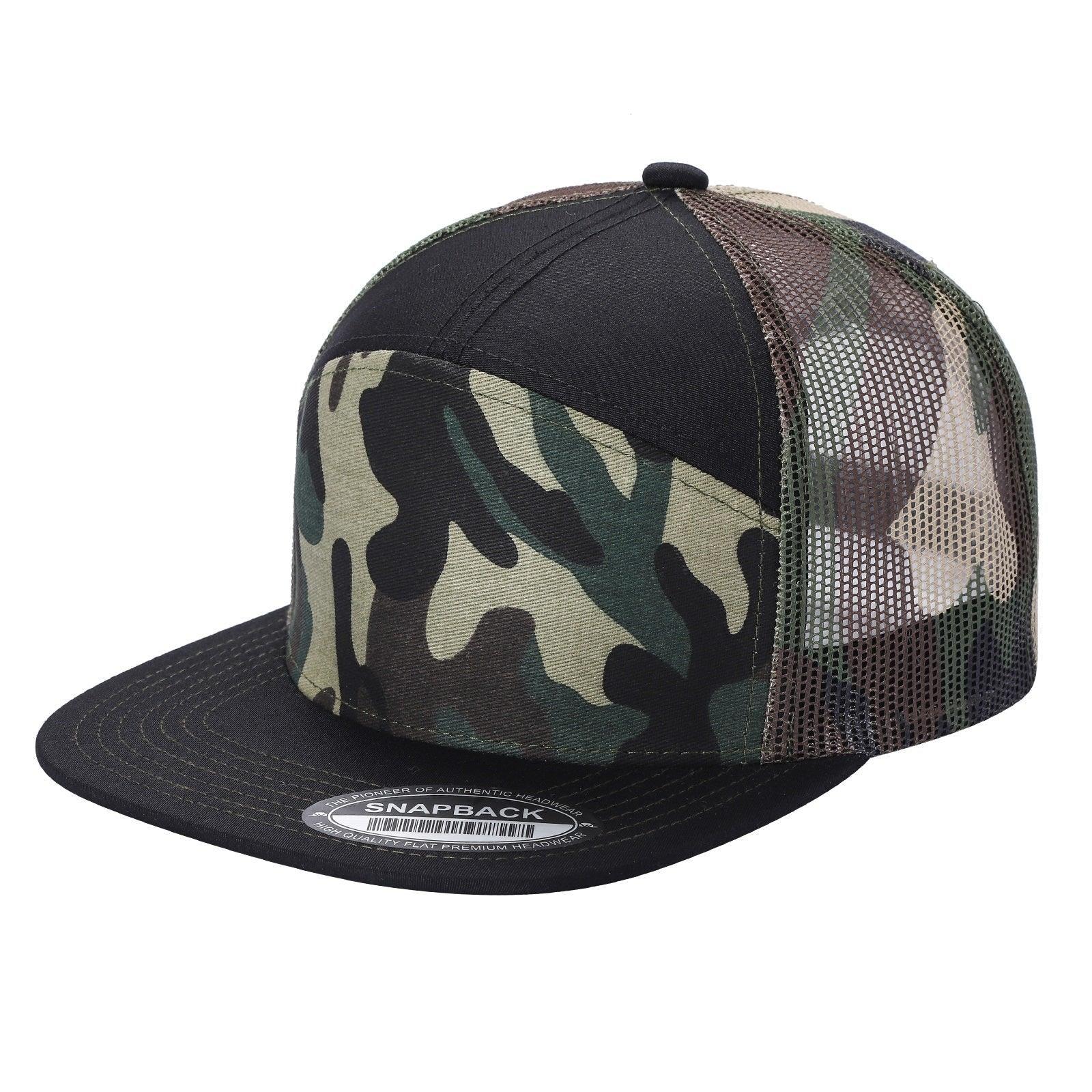 WAYCAP 7FTM 7 Panel Flat Bill Trucker Cap Mesh Back
