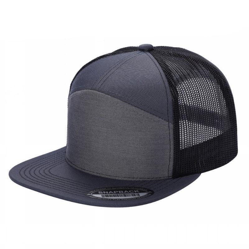 WAYCAP 7FTM 7 Panel Flat Bill Trucker Cap Mesh Back
