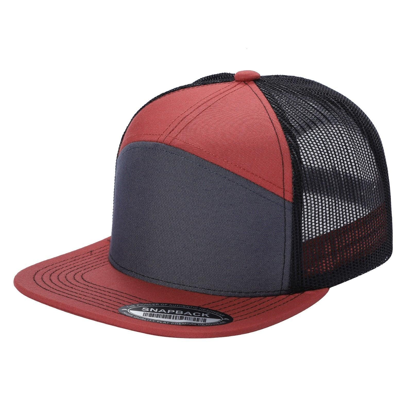 WAYCAP 7FTM 7 Panel Flat Bill Trucker Cap Mesh Back