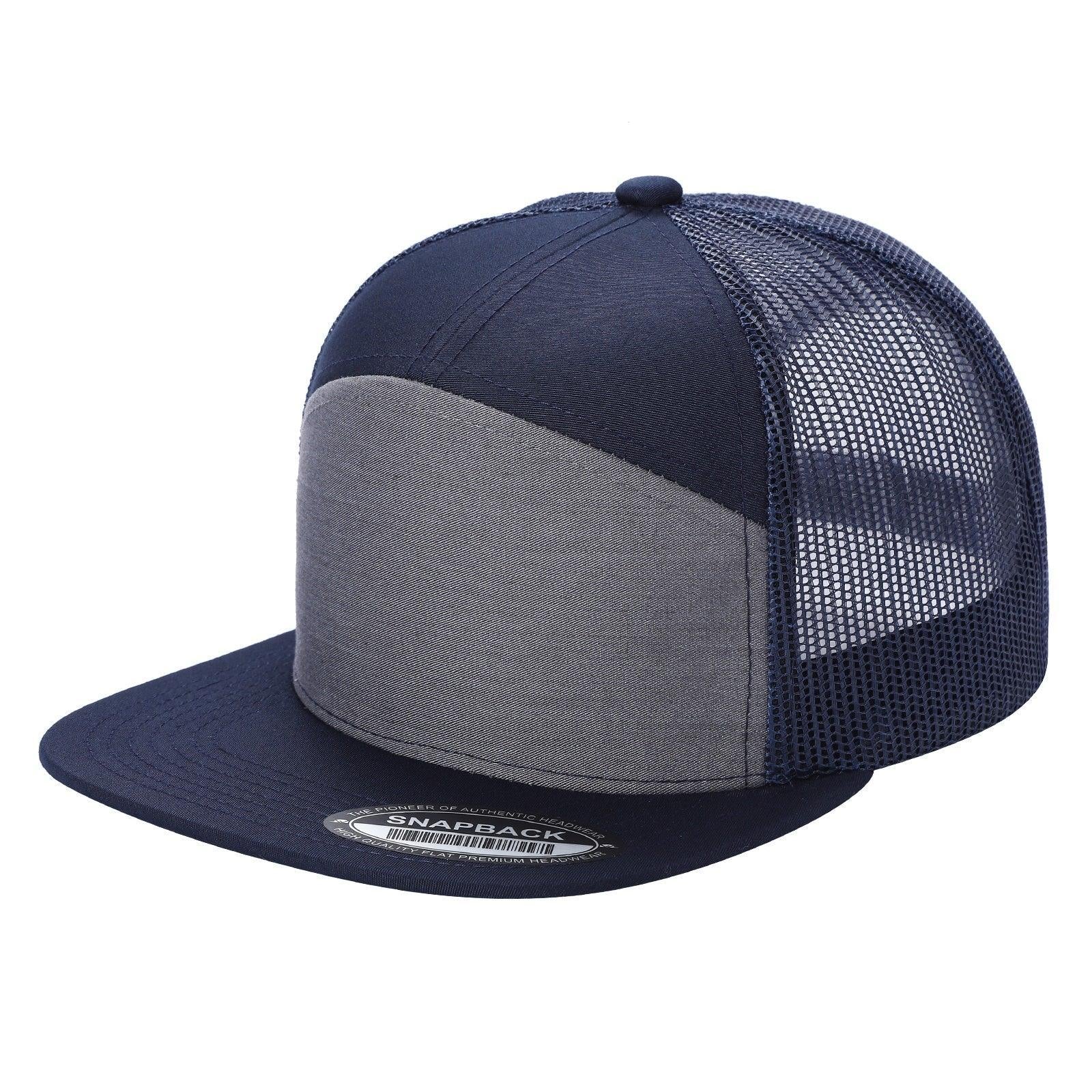 WAYCAP 7FTM 7 Panel Flat Bill Trucker Cap Mesh Back