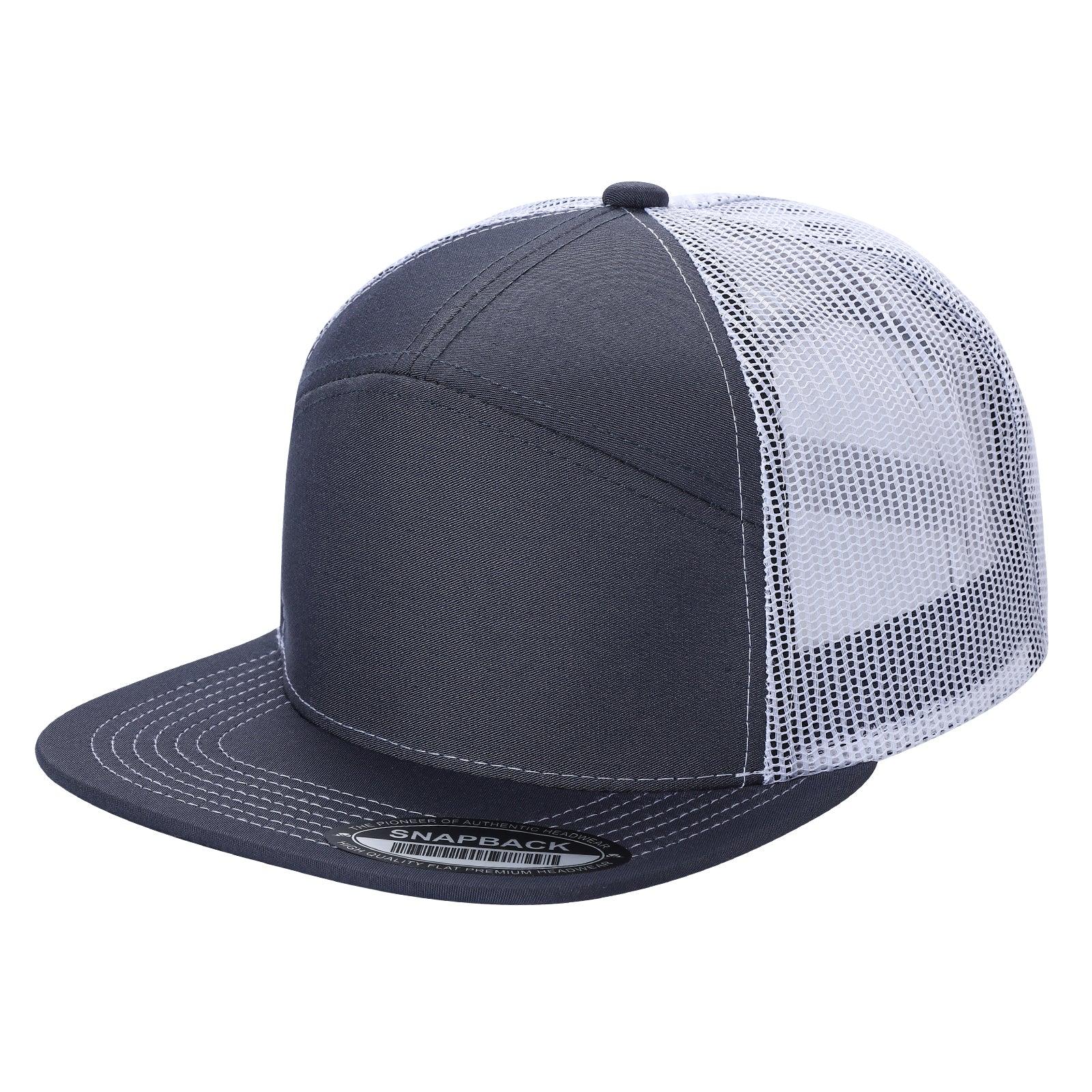 WAYCAP 7FTM 7 Panel Flat Bill Trucker Cap Mesh Back