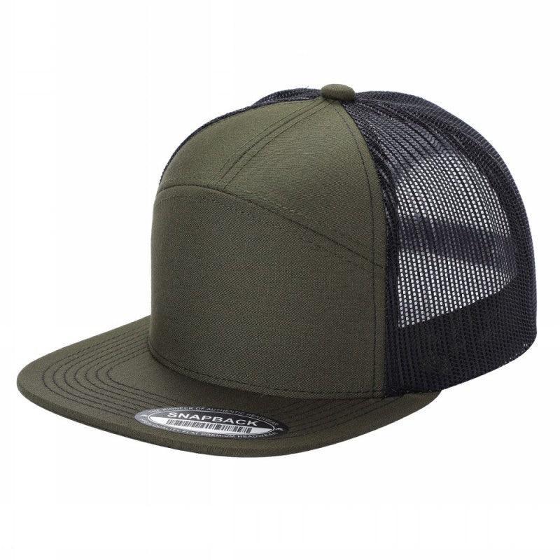 WAYCAP 7FTM 7 Panel Flat Bill Trucker Cap Mesh Back