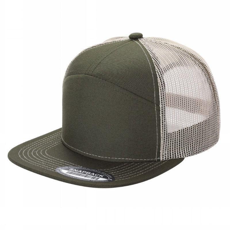 WAYCAP 7FTM 7 Panel Flat Bill Trucker Cap Mesh Back