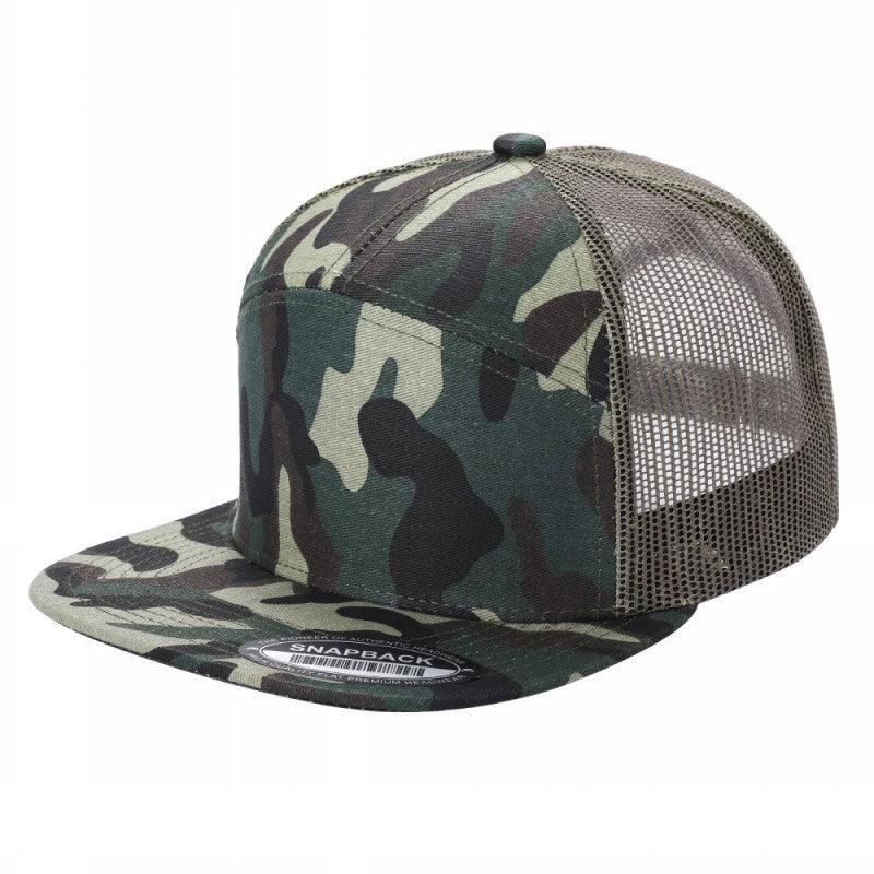 WAYCAP 7FTM 7 Panel Flat Bill Trucker Cap Mesh Back
