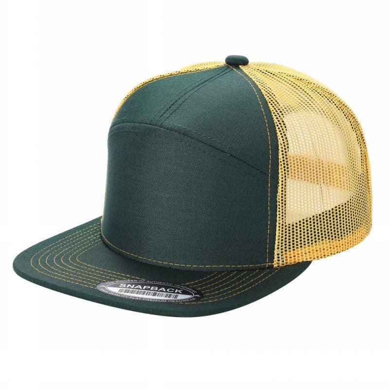 WAYCAP 7FTM 7 Panel Flat Bill Trucker Cap Mesh Back
