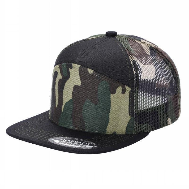 WAYCAP 7FTM 7 Panel Flat Bill Trucker Cap Mesh Back