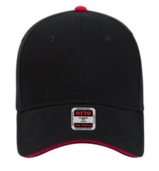 OTTO Cap 6 Panel Low Profile Baseball Cap Brushed Bull Denim Sandwich Visor