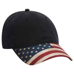 Otto Cap 6 Panel Low Profile Distressed Flag Bill