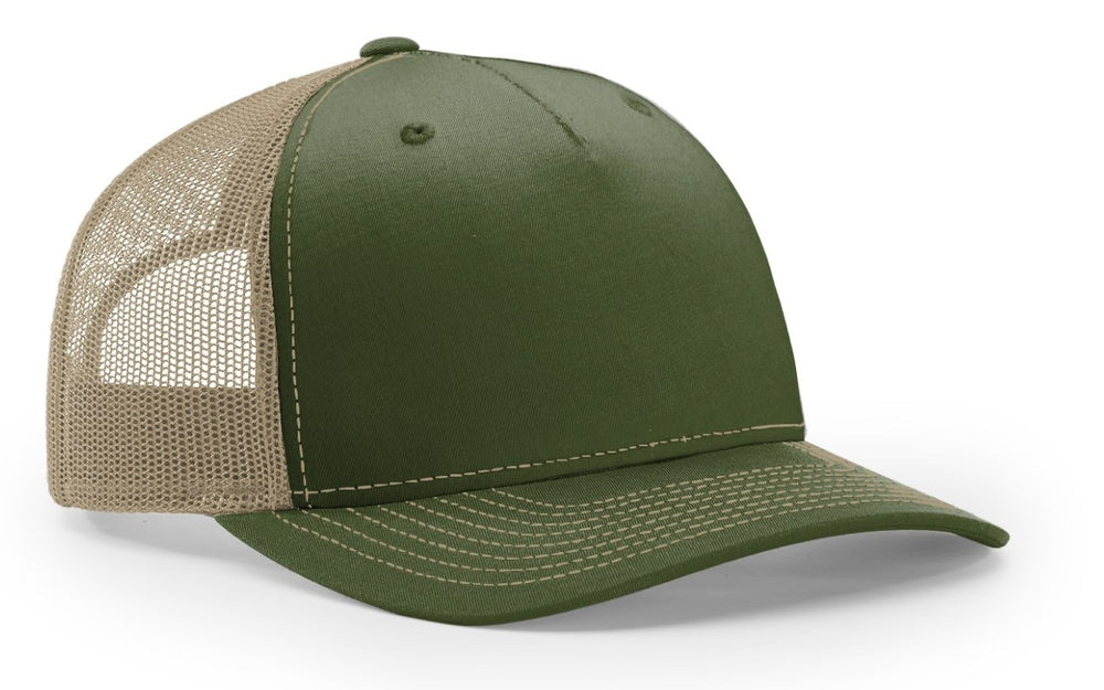 Richardson 5 Panel Seamless Front Trucker Twill Mesh Snapback Hat  112FP
