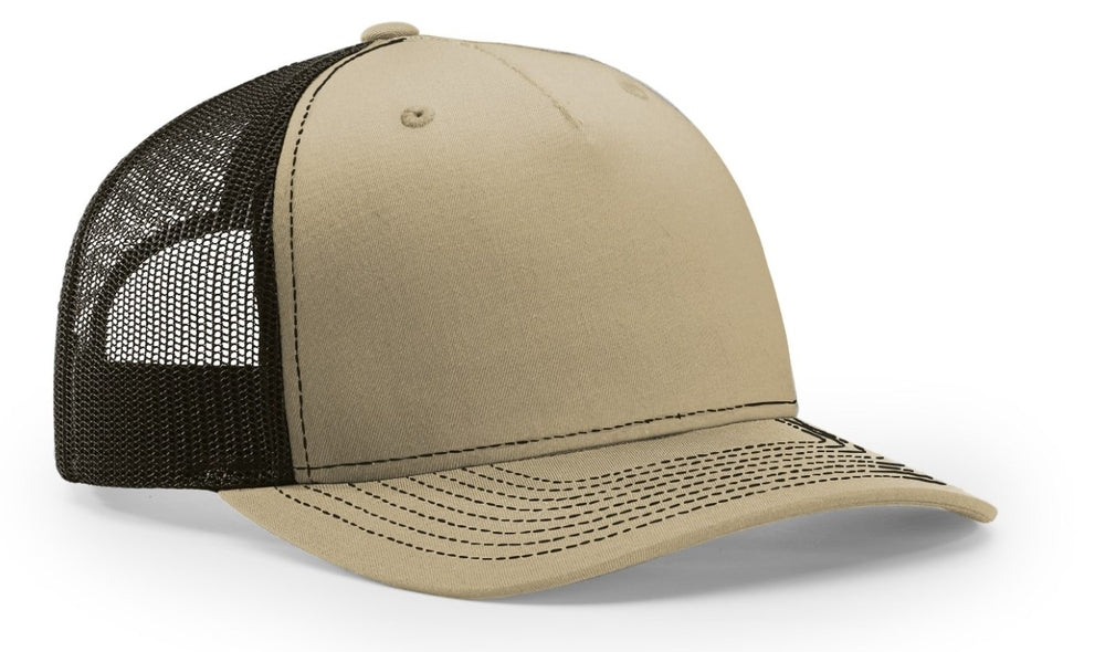 Richardson 5 Panel Seamless Front Trucker Twill Mesh Snapback Hat  112FP