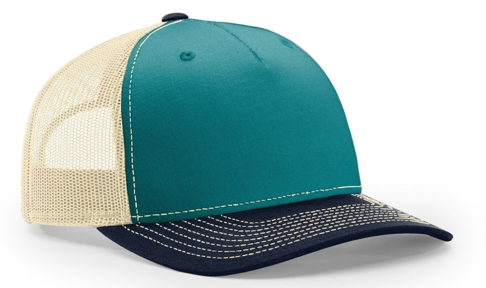 Richardson 5 Panel Seamless Front Trucker Twill Mesh Snapback Hat  112FP