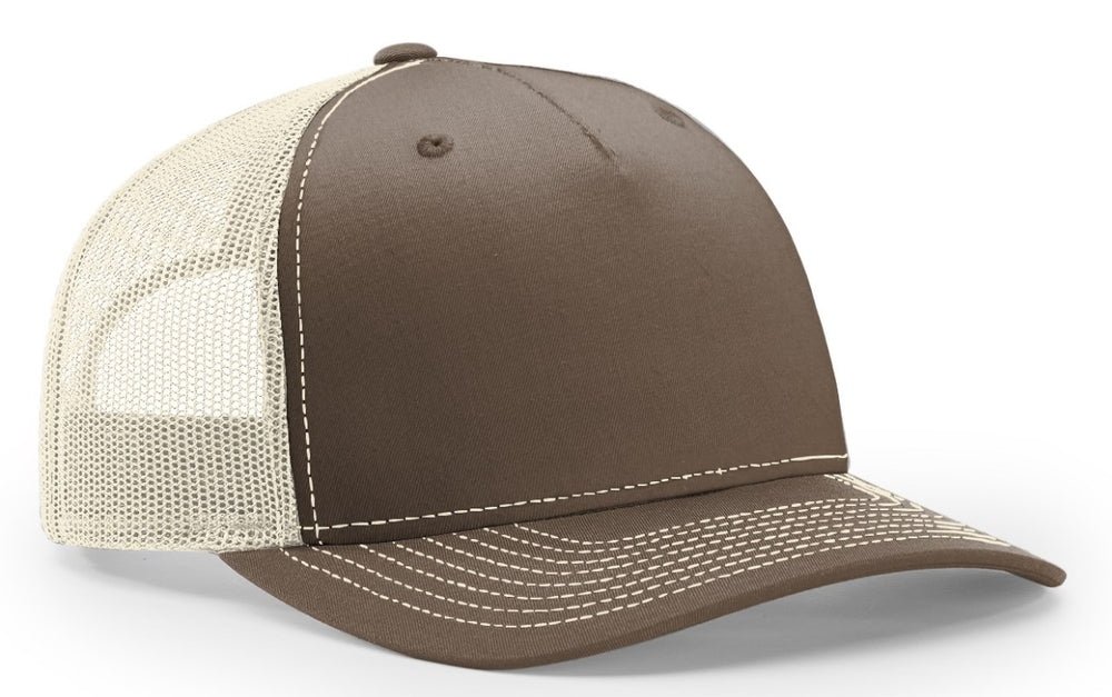 Richardson 5 Panel Seamless Front Trucker Twill Mesh Snapback Hat  112FP