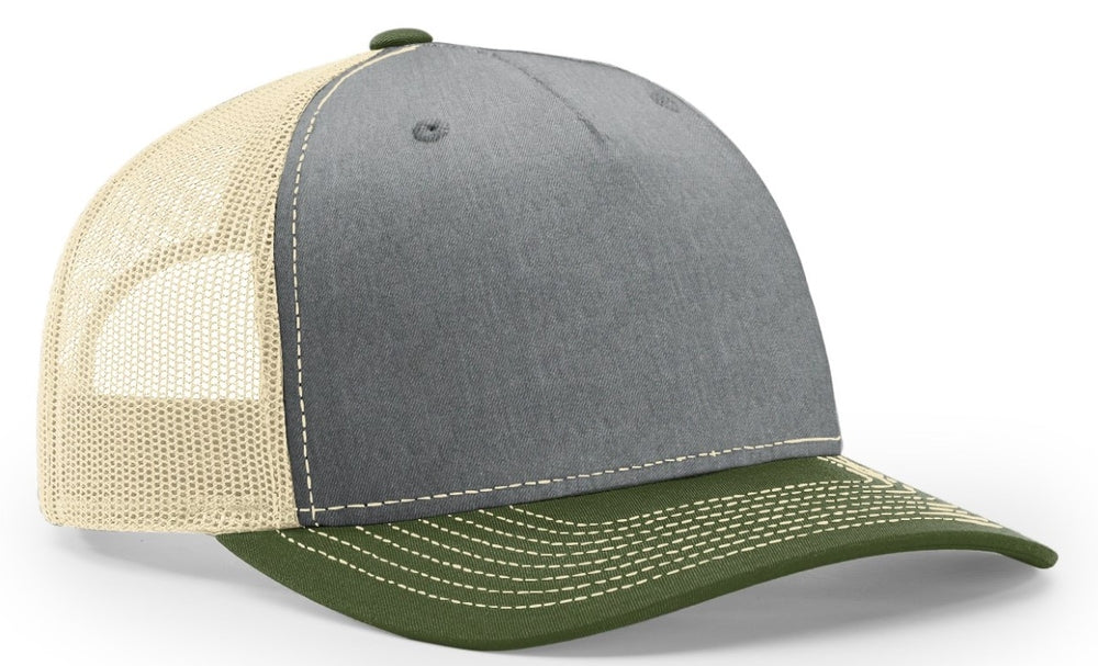 Richardson 5 Panel Seamless Front Trucker Twill Mesh Snapback Hat  112FP