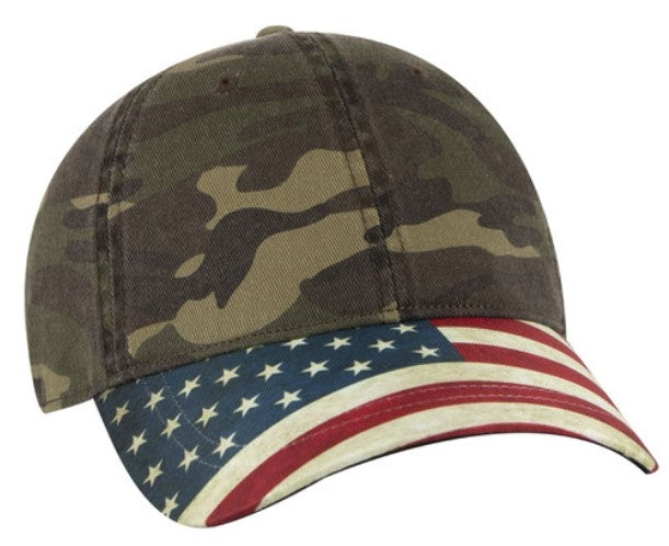 Otto Cap 6 Panel Low Profile Distressed Flag Bill 80-1180
