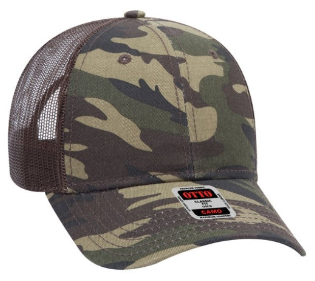 OTTO Cap Camo 6 Panel Low Profile Trucker Mesh 105-1247