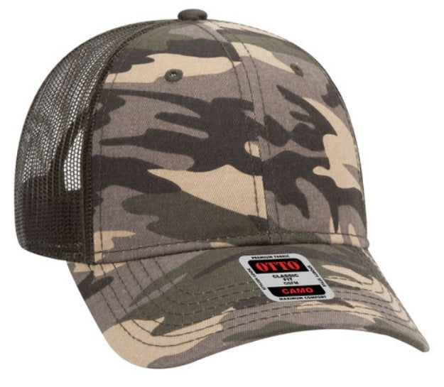 OTTO Cap Camo 6 Panel Low Profile Trucker Mesh 105-1247