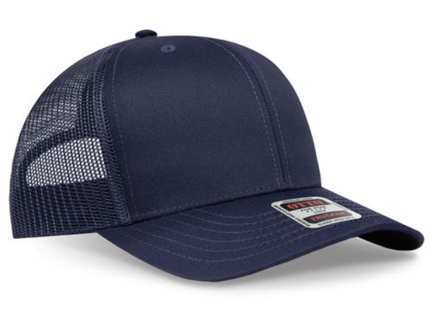 OTTO Cap 6 Panel Adult and Youth Poly Cotton Mid Profile Mesh Back Trucker Hat 112-1