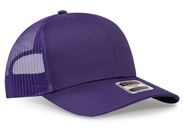 OTTO Cap 6 Panel Adult and Youth Poly Cotton Mid Profile Mesh Back Trucker Hat 112-1