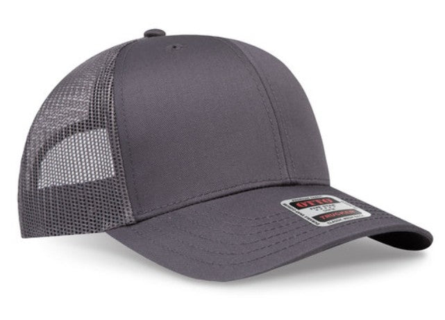 OTTO Cap 6 Panel Adult and Youth Poly Cotton Mid Profile Mesh Back Trucker Hat 112-1
