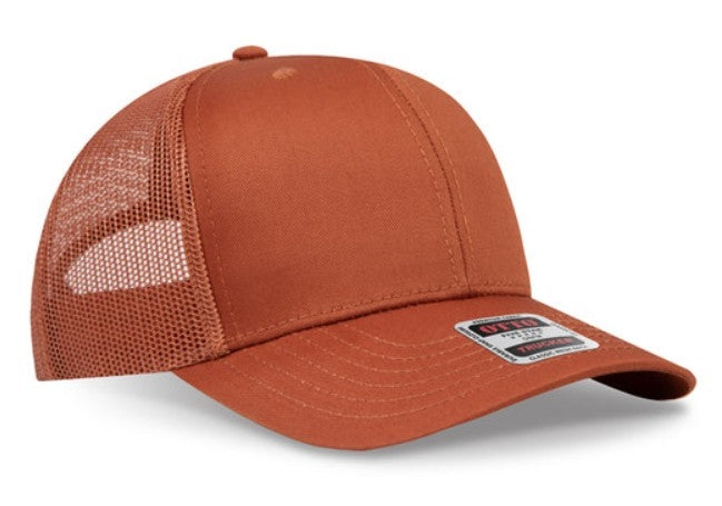 OTTO Cap 6 Panel Adult and Youth Poly Cotton Mid Profile Mesh Back Trucker Hat 112-1