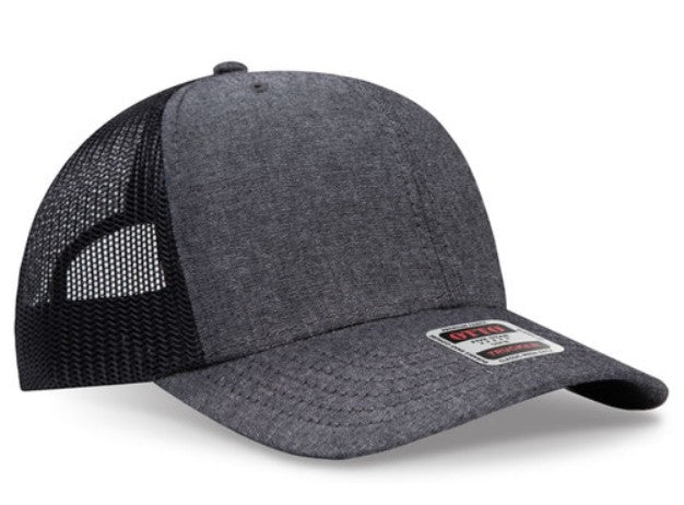 OTTO Cap 6 Panel Adult and Youth Poly Cotton Mid Profile Mesh Back Trucker Hat 112-1